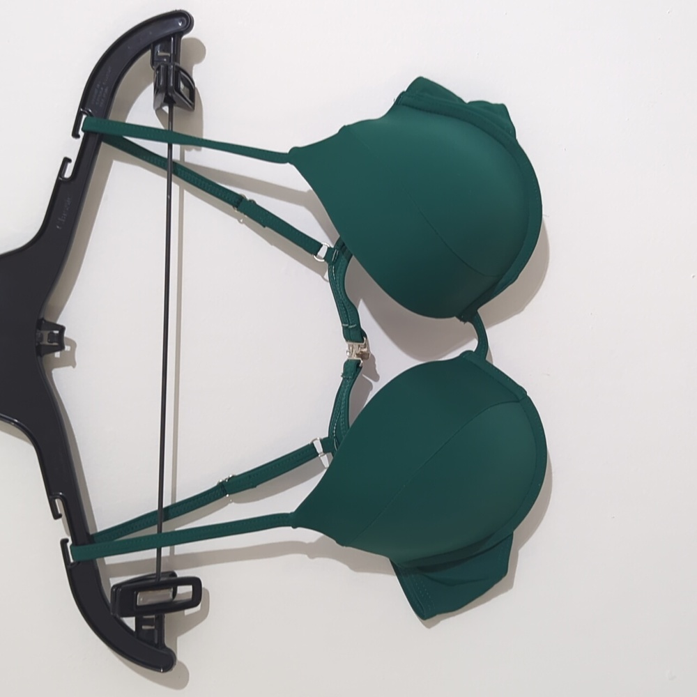 Matte swim three piece bikini with pants size large green in color